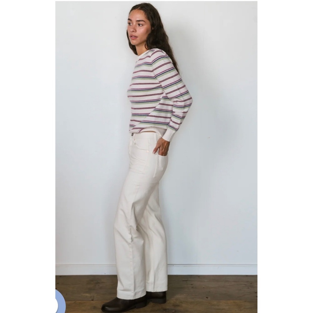 Parke Women Ecru High Rise Straight Leg 100% Cotton Denim Jeans Size 26 White